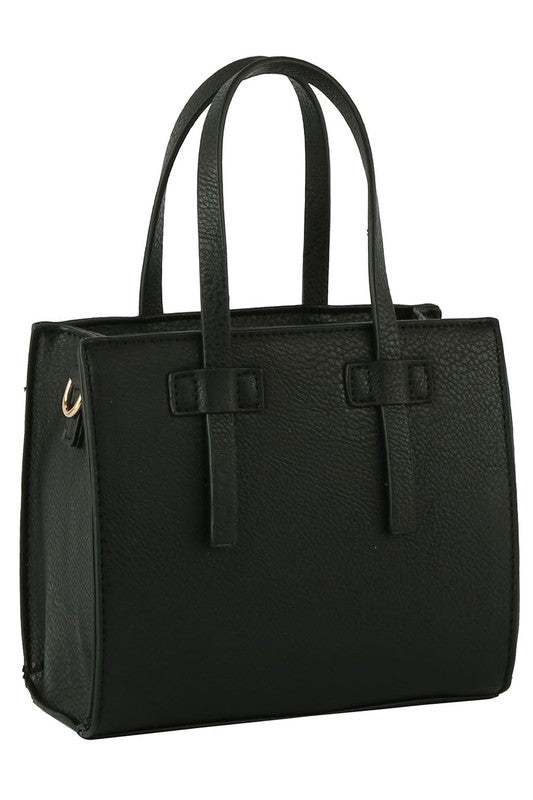 Fashion Boxy Satchel Crossbody BagFashion Boxy Satchel Crossbody Bag Faux vegan leather Zip top closure Gold-tone hardware Detachable shoulder strap L 7 * H 6.1 * W 3 (4 D)