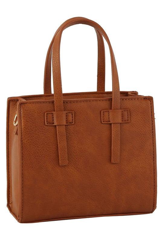 Fashion Boxy Satchel Crossbody BagFashion Boxy Satchel Crossbody Bag Faux vegan leather Zip top closure Gold-tone hardware Detachable shoulder strap L 7 * H 6.1 * W 3 (4 D)