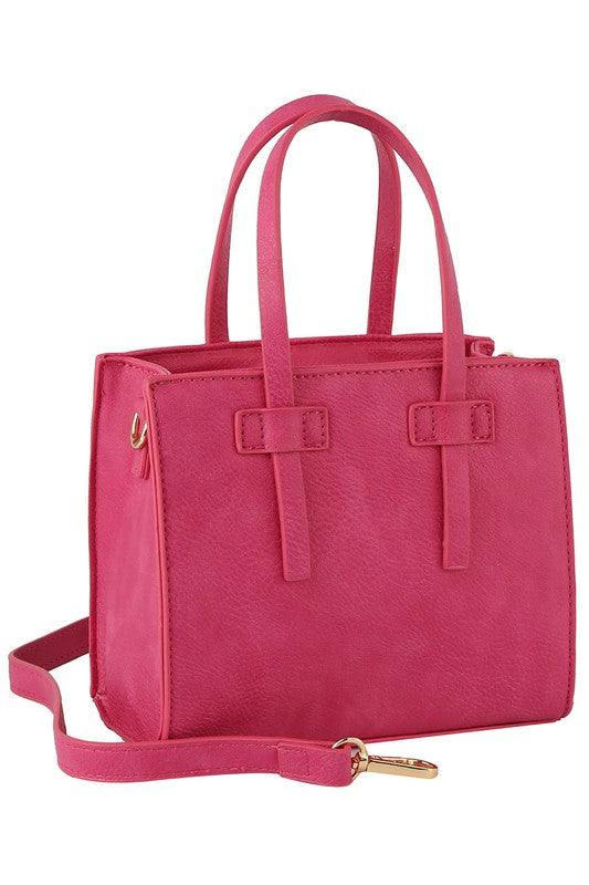 Fashion Boxy Satchel Crossbody BagFashion Boxy Satchel Crossbody Bag Faux vegan leather Zip top closure Gold-tone hardware Detachable shoulder strap L 7 * H 6.1 * W 3 (4 D)