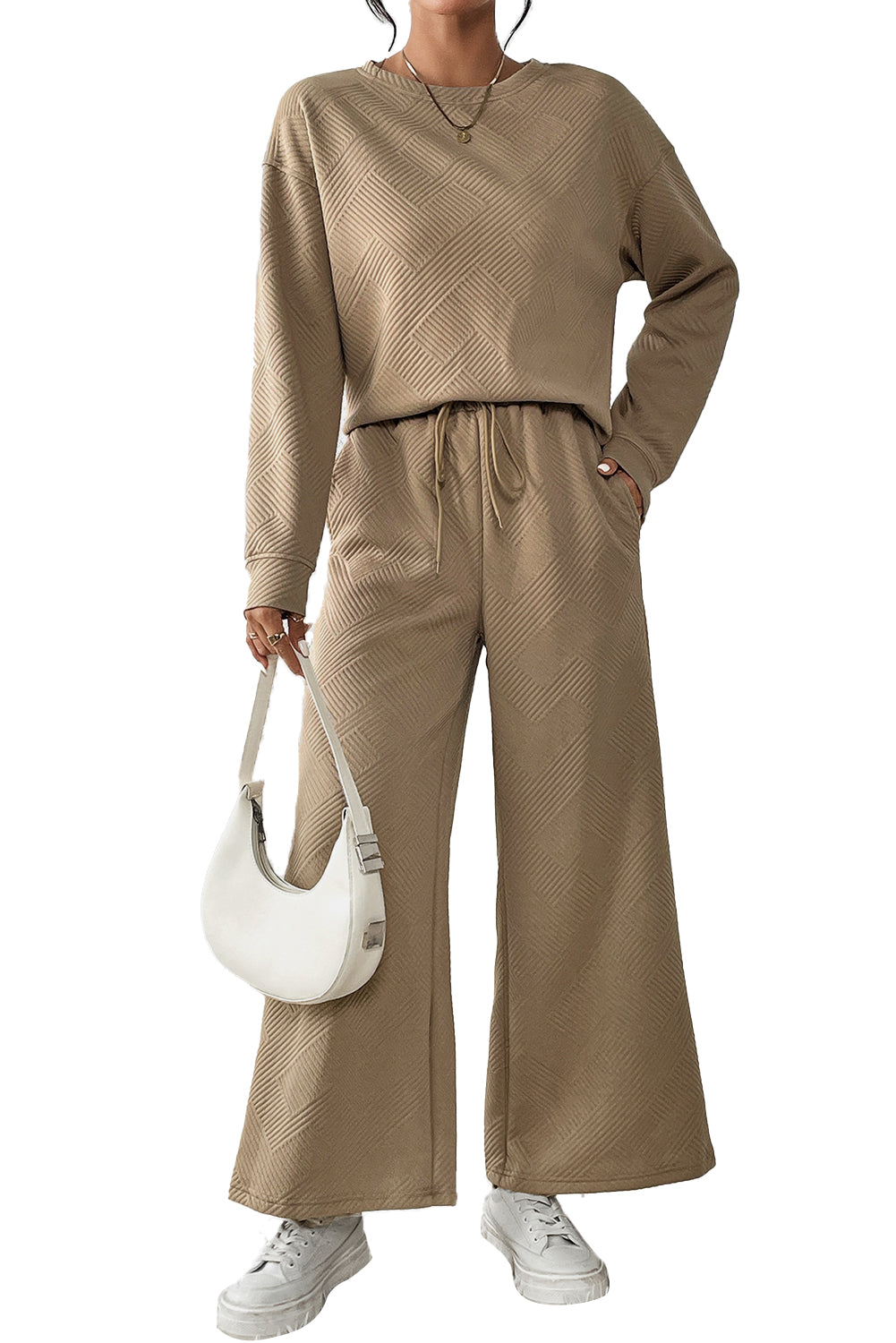 Red Dahlia Textured Loose Slouchy Long Sleeve Top and Pants SetMaterial:95%POLYESTER+5%ELASTANE



		Our Gray Textured Loose Slouchy Long Sleeve Top and Pants Set, a comfortable and stylish ensemble that is perfect for loungin