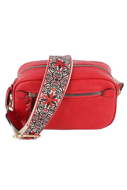 Fashion Guitar strap Crossbody BagFashion Guitar strap Crossbody Bag Faux vegan leather Zip top closure Gold-tone hardware Detachable shoulder strap L 8.5 * H 5.5 * W 3