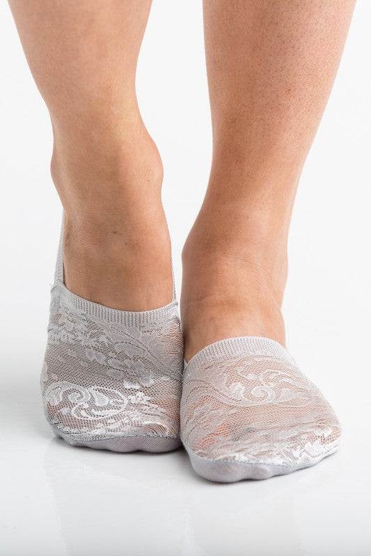 No Slip Floral Lace Sneaker Socks- 3 PackLightweight, no show, no slip socks give you the layer you need without adding any extra bulk.Sold in Packs of ThreeFloral Lace Design90% Acrylic/ 10% SpandexNo-slip