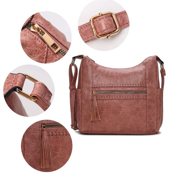 MKF Collection Marseille Shoulder Bag by Mia KMKF Collection Marseille Women's Shoulder Bag by Mia K-Versatile, Stylish, Elegant, Functional, Durable, and Eco-friendly.-Gold-tone hardware-Fabric lining-Zipper fa