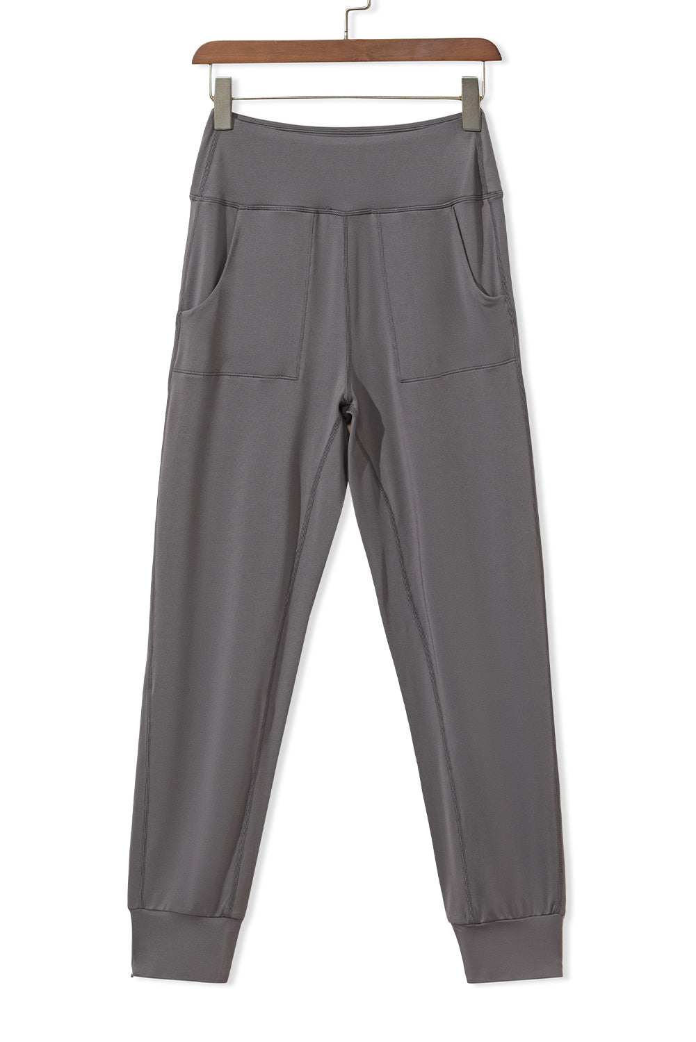 Black Exposed Seam High Waist Pocketed JoggersMaterial:100%Polyester



		These solid joggers are a versatile addition to your wardrobe, suitable for individuals of all body types.

	
		The exposed seam desi