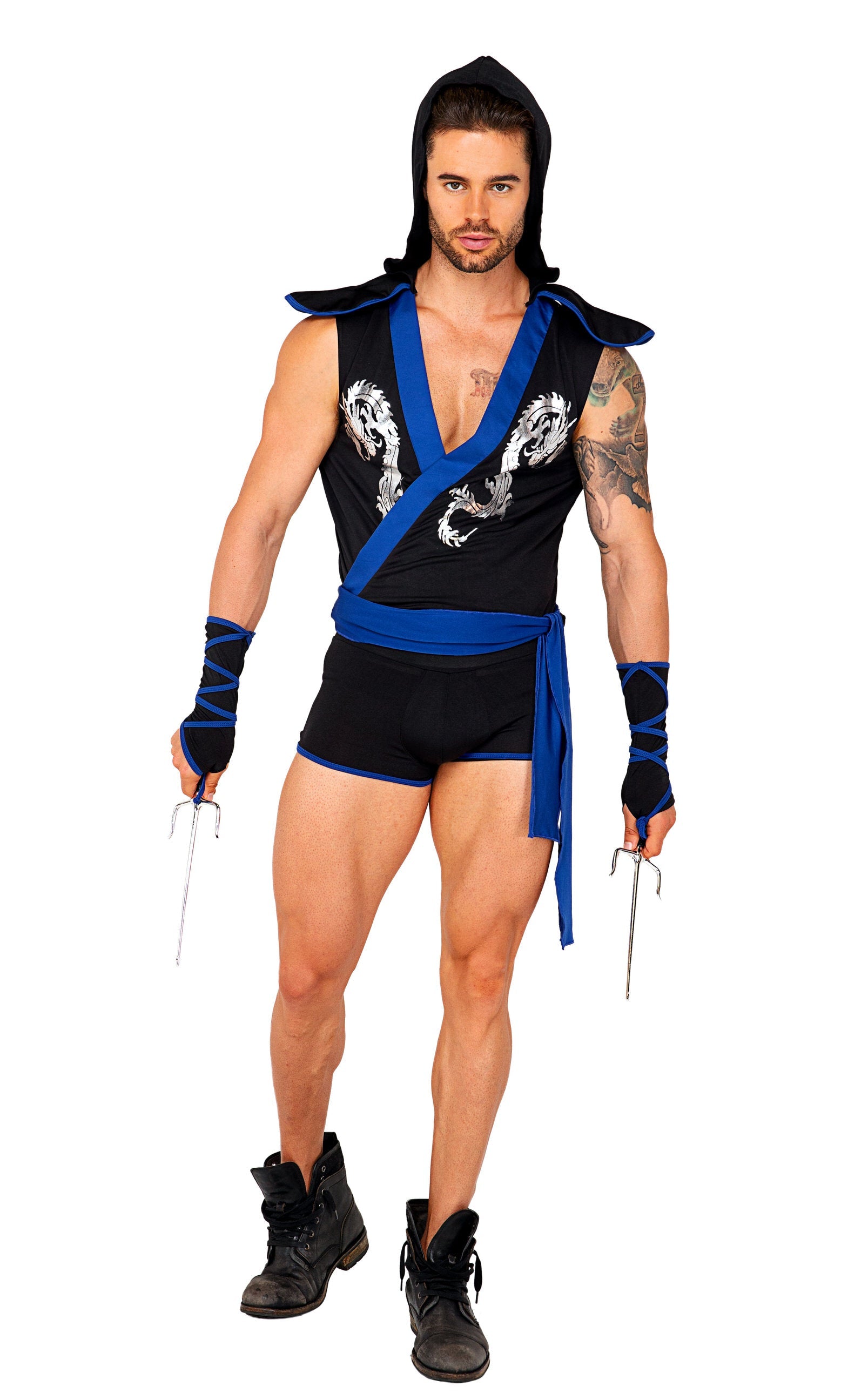 5092 - 3pc Ninja WarriorIncludes: Hooded Tunic, Gauntlets, Sash and Trunks