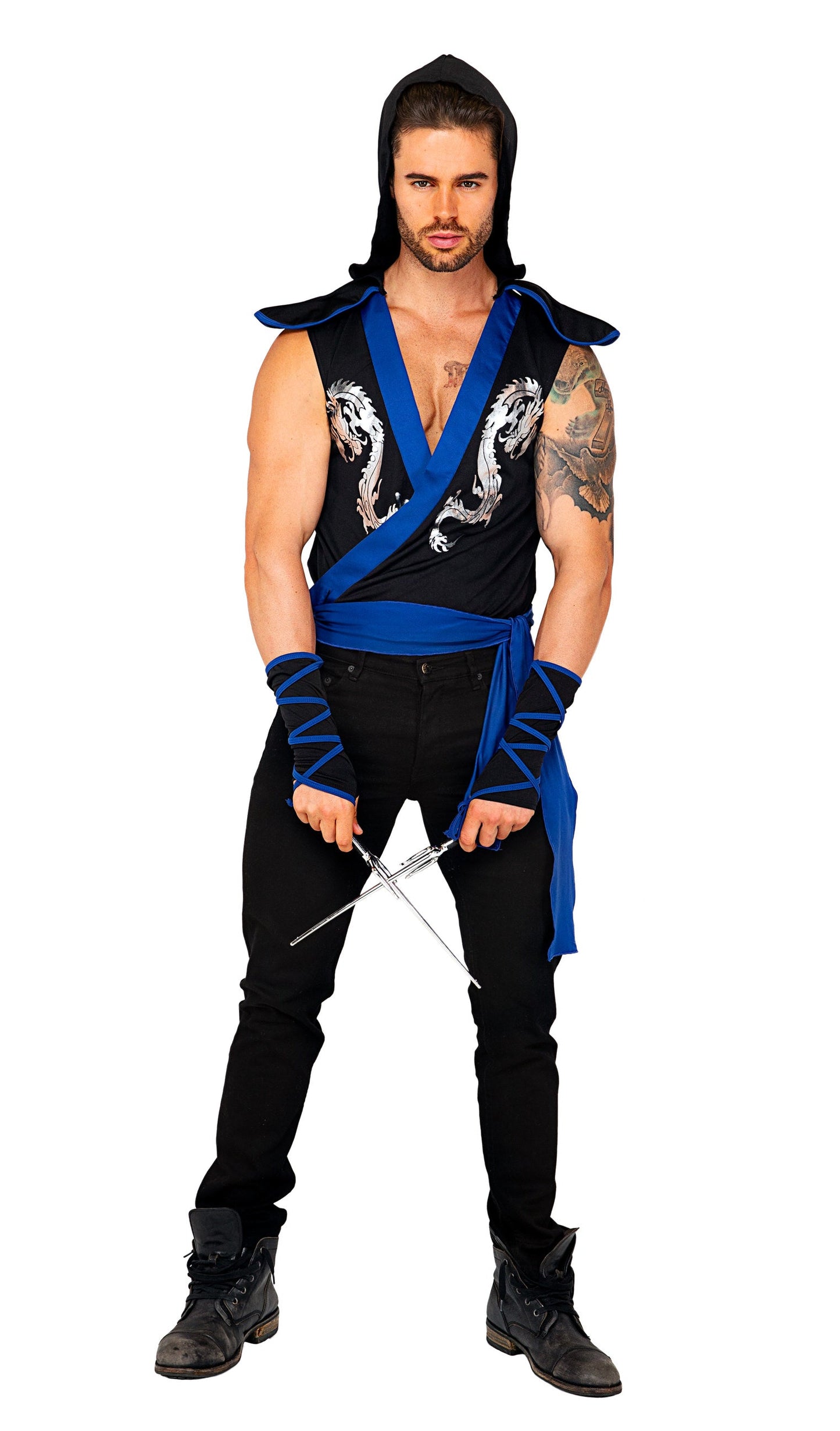 5092 - 3pc Ninja WarriorIncludes: Hooded Tunic, Gauntlets, Sash and Trunks