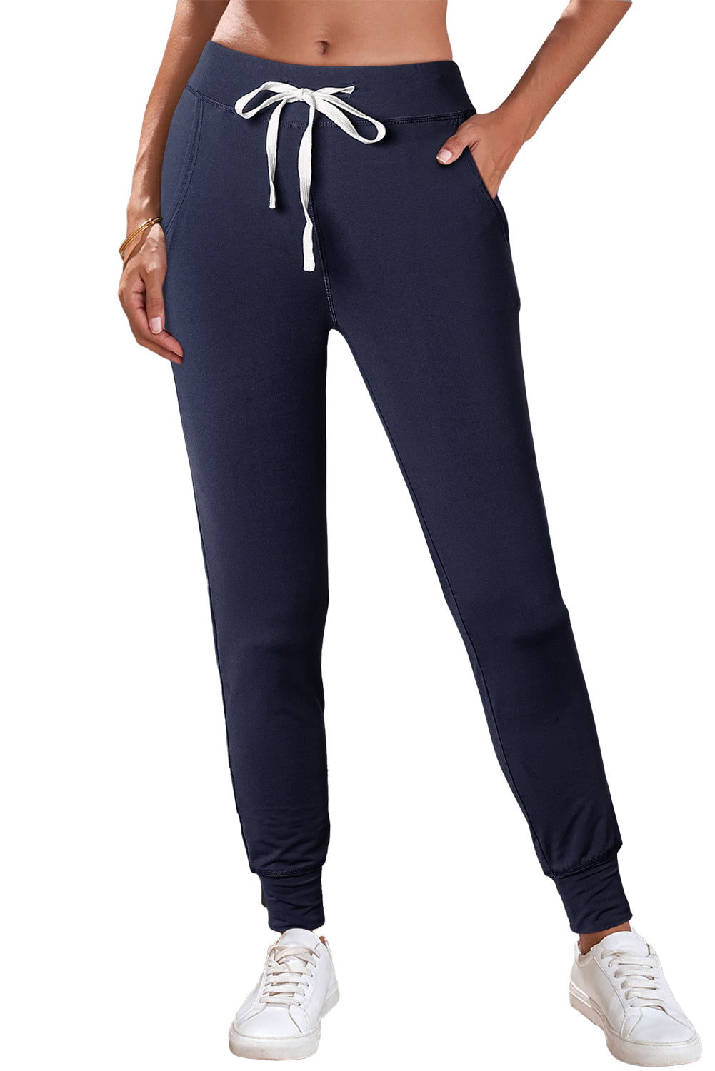 Black Casual Drawstring Drop Waist Pocketed JoggersMaterial:90%Polyester+10%Elastane



		Black can easily be paired with different tops and shoes, making it a go-to option for various outfits.
	
	
		The drawstr