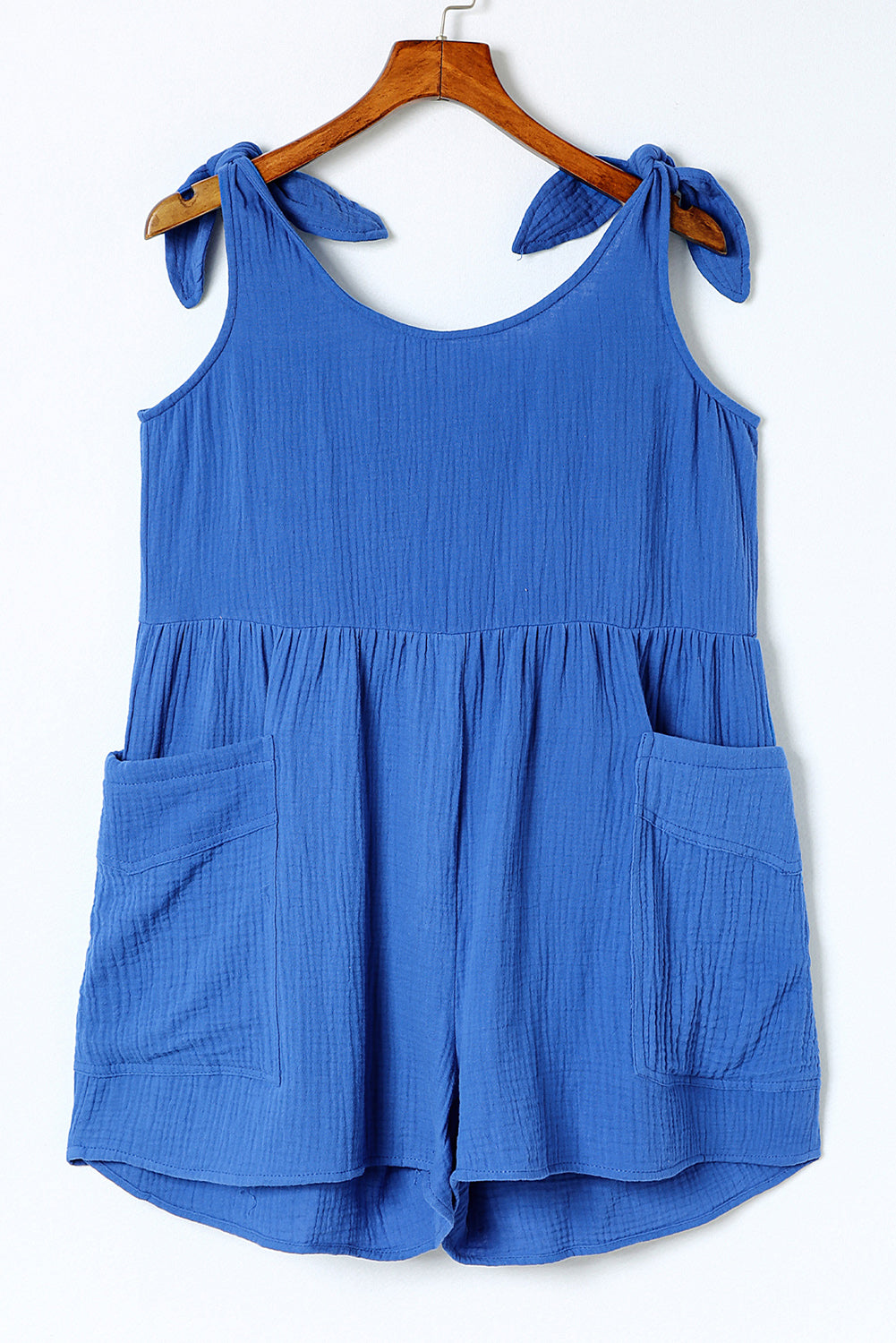 Black Textured Knotted Straps High Waist Wide Leg RomperMaterial:100%Cotton



		This beautiful romper is crafted with premium fabric making it lightweight and idealfor warm-weather excursions
	
	
		With a scoop neck