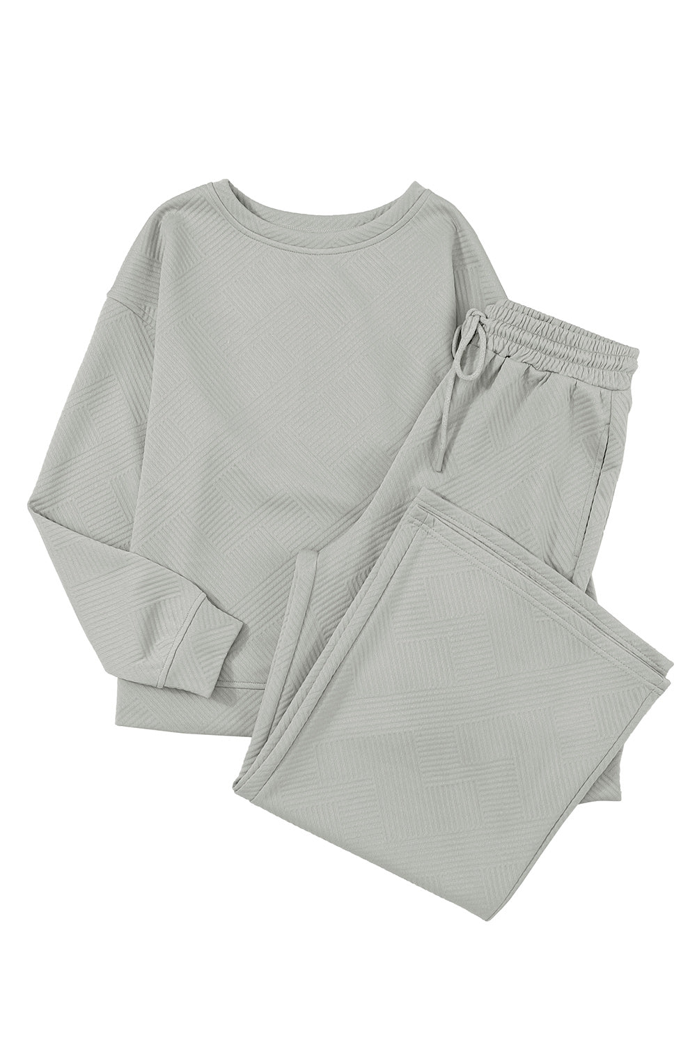 Red Dahlia Textured Loose Slouchy Long Sleeve Top and Pants SetMaterial:95%POLYESTER+5%ELASTANE



		Our Gray Textured Loose Slouchy Long Sleeve Top and Pants Set, a comfortable and stylish ensemble that is perfect for loungin