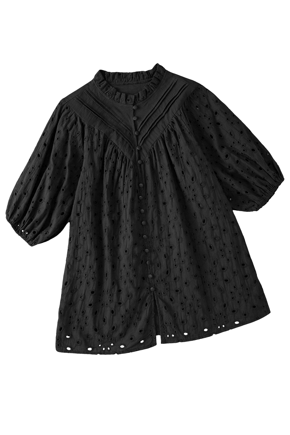 Green Flower Hollow-out Short Puff Sleeve BlouseMaterial:100%Cotton



		With charming floral details and hollow-out accents, this blouse offers a touch of elegance and femininity.
	
	
		Featuring short puff 