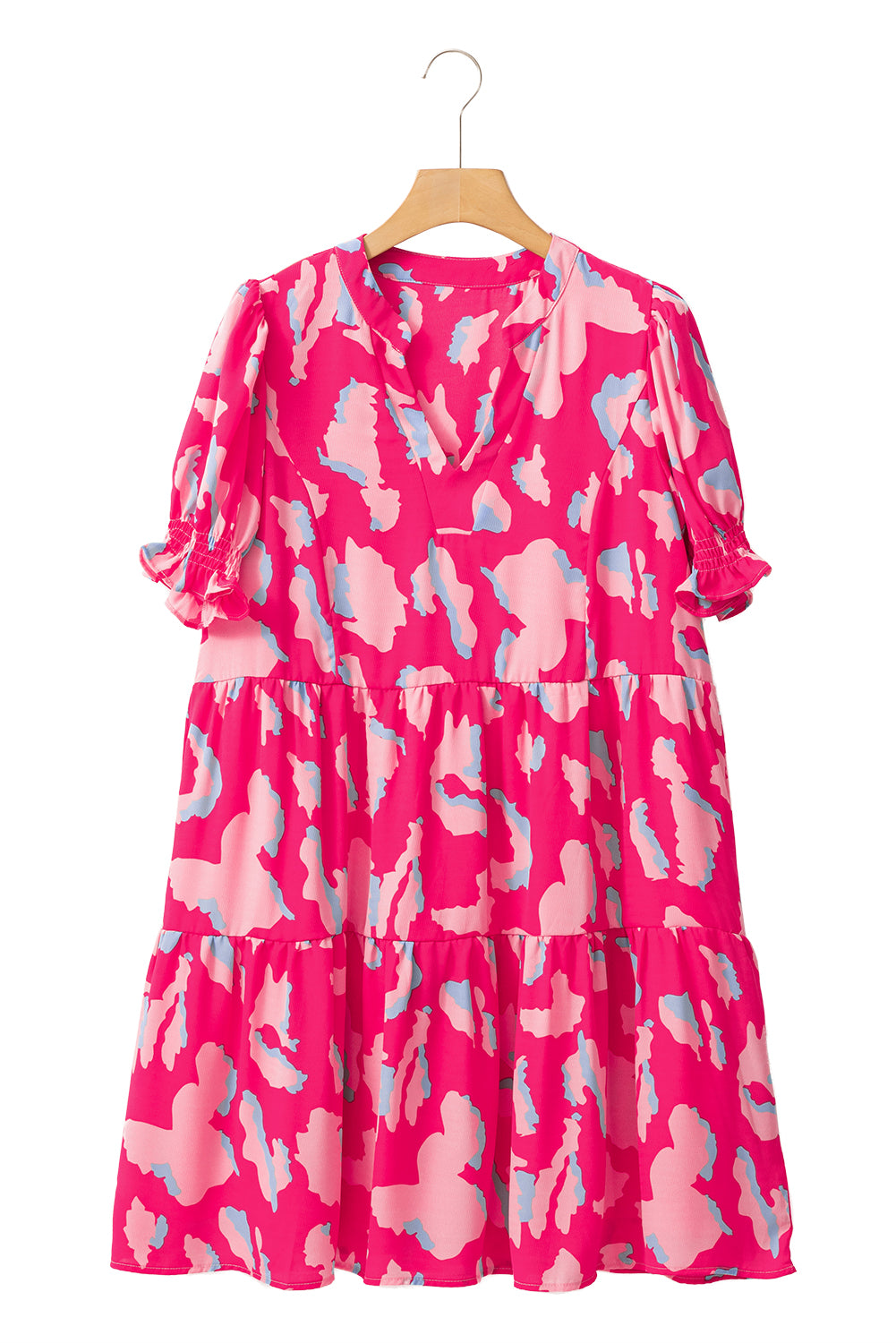 Pink Abstract Print V Neck Smocked Sleeve Mini DressMaterial:100%Polyester


	


		Stand out in style with our mini dress, featuring a unique print and flattering silhouette that exudes charm and sophistication.

