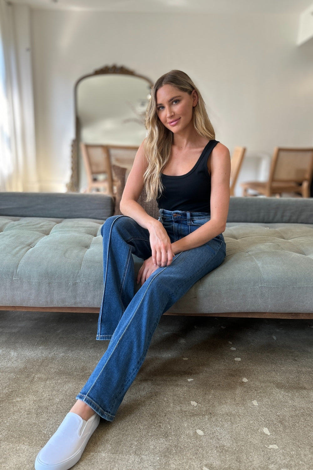 Judy Blue Full Size High Waist Front Seam Detail Straight JeansThe High Waist Front Seam Detail Straight Jeans are a stylish and versatile addition to your denim collection. With a flattering high waist silhouette and front seam