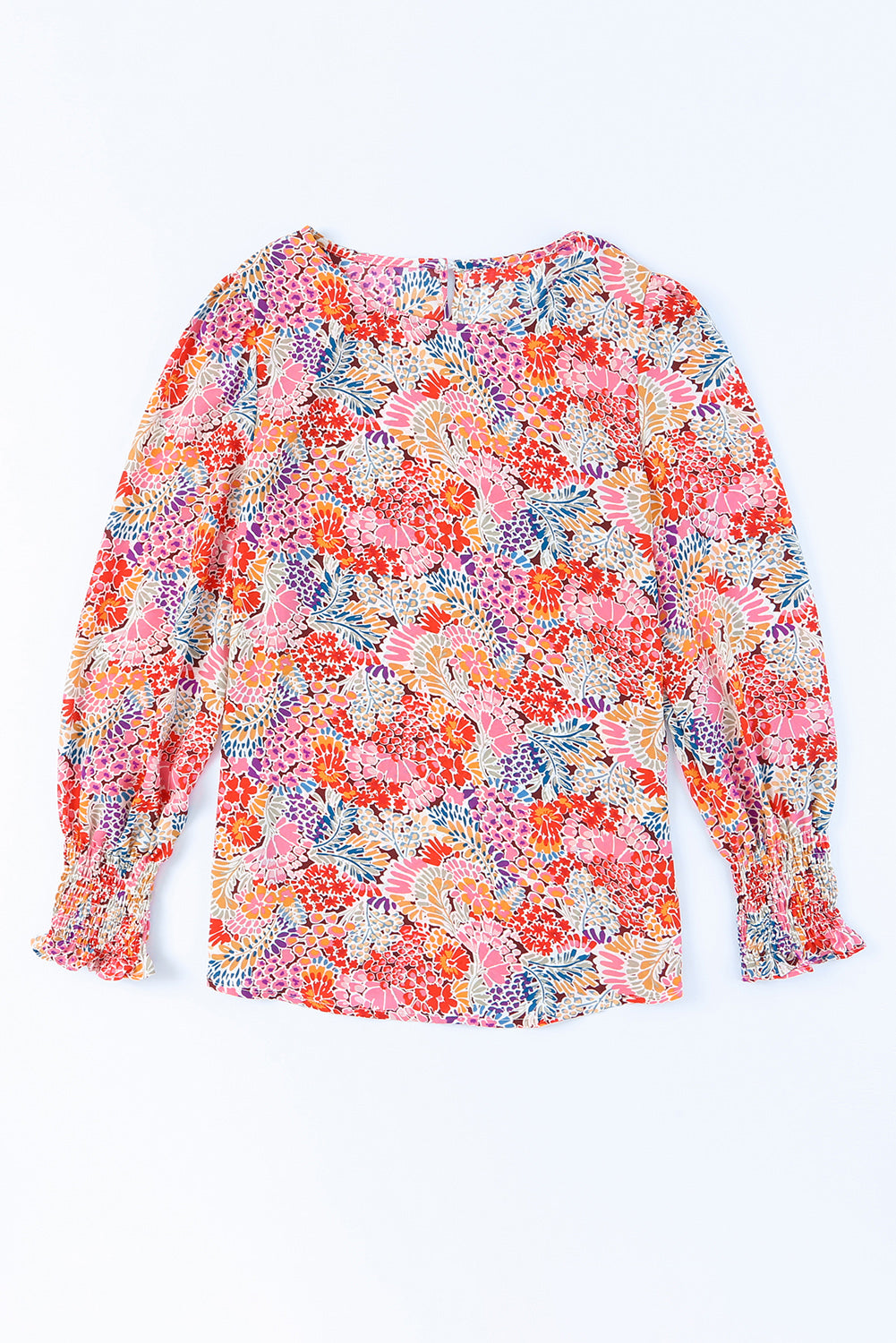 Multicolor Floral Print Smocked Cuffs Long Sleeve BlouseMaterial:100%Polyester


	

			The Floral Print Smocked Cuffs Long Sleeve Blouse is a feminine and elegant addition to any wardrobe. Its delicate floral print and