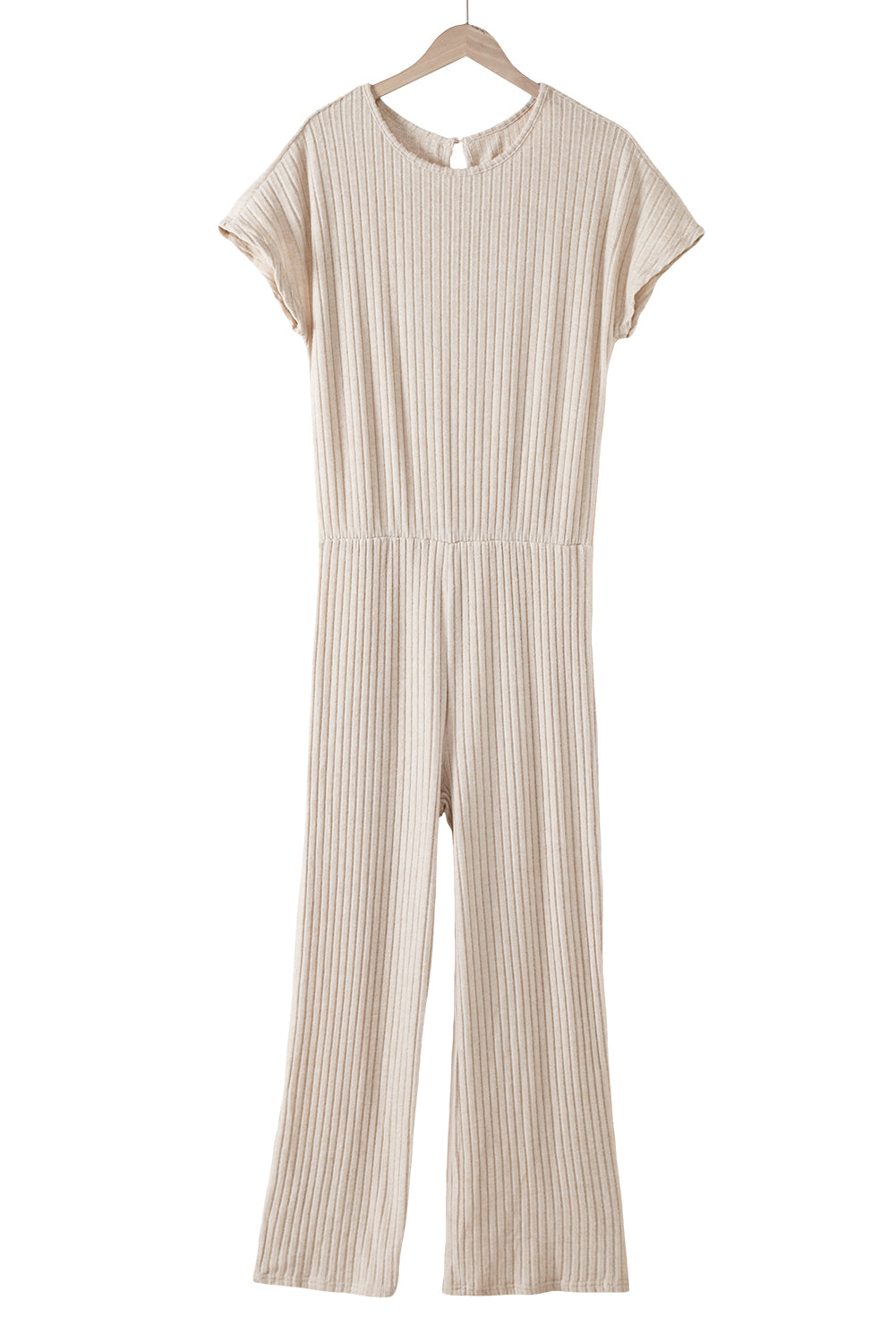 Grass Green Solid Color Ribbed Short Sleeve Wide Leg JumpsuitMaterial:85%Polyester+10%Viscose+5%Elastane



		The jumpsuit is a versatile and trendy one-piece outfit, featuring a solid color design that offers a sleek and mi