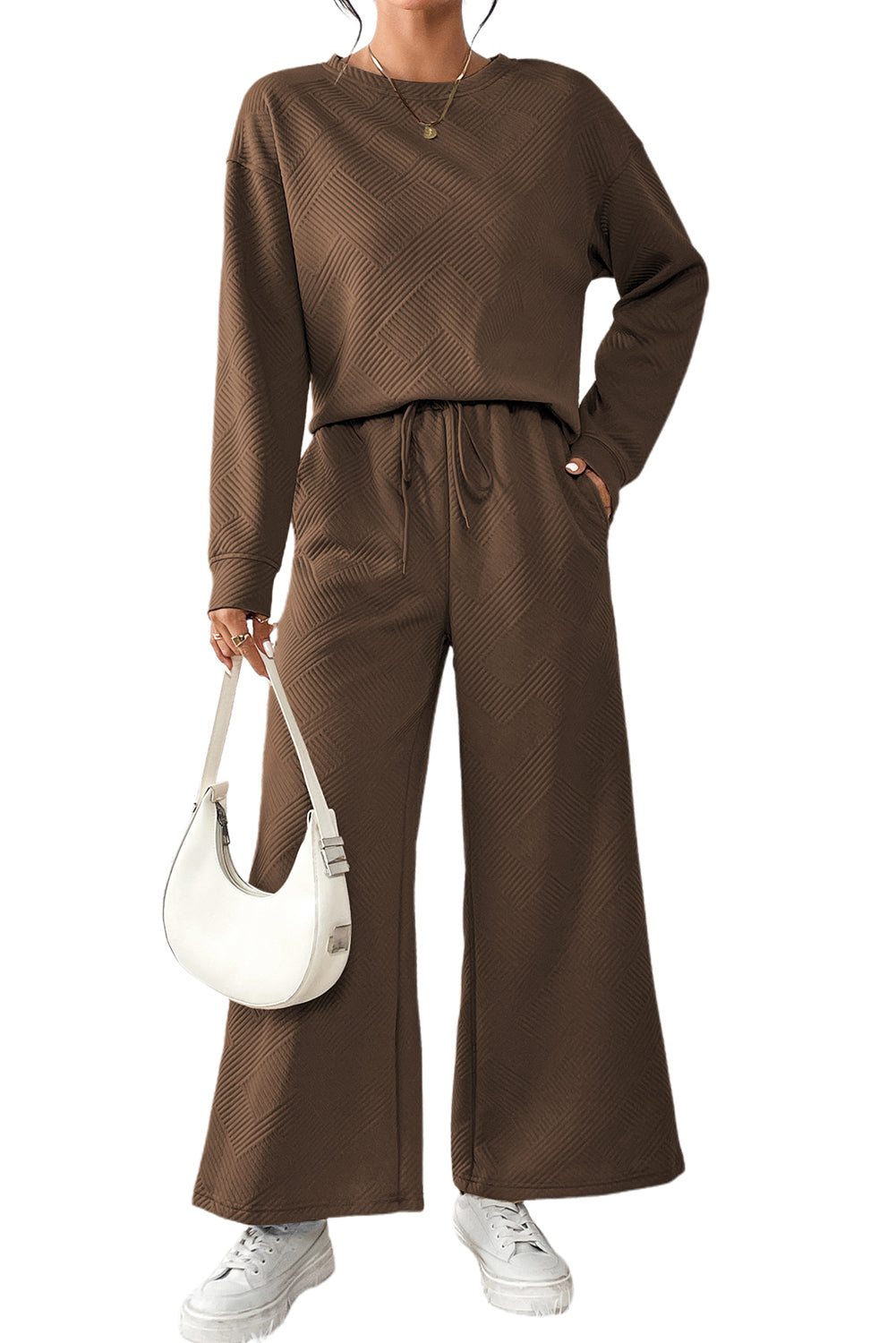 Red Dahlia Textured Loose Slouchy Long Sleeve Top and Pants SetMaterial:95%POLYESTER+5%ELASTANE



		Our Gray Textured Loose Slouchy Long Sleeve Top and Pants Set, a comfortable and stylish ensemble that is perfect for loungin