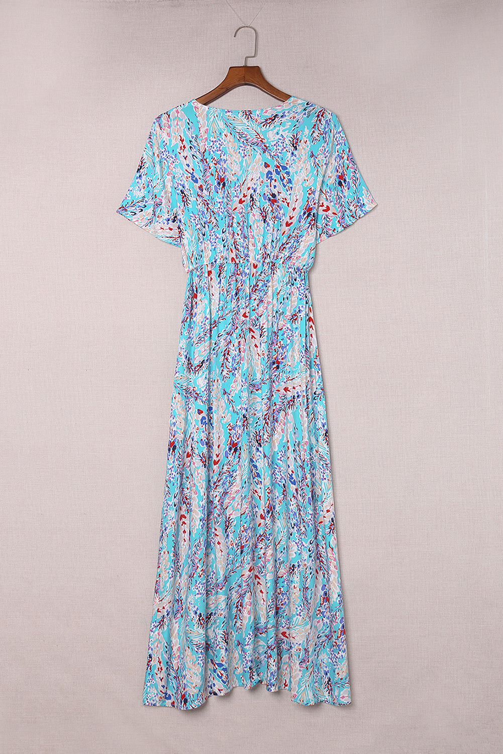 Abstract Botanic Print Wrap V Neck Short Sleeve Maxi DressMaterial:100%Viscose



		•The wrap style makes it a flattering and comfortable option for all body types.
	
	
		•The short sleeves make it ideal for warmer wea