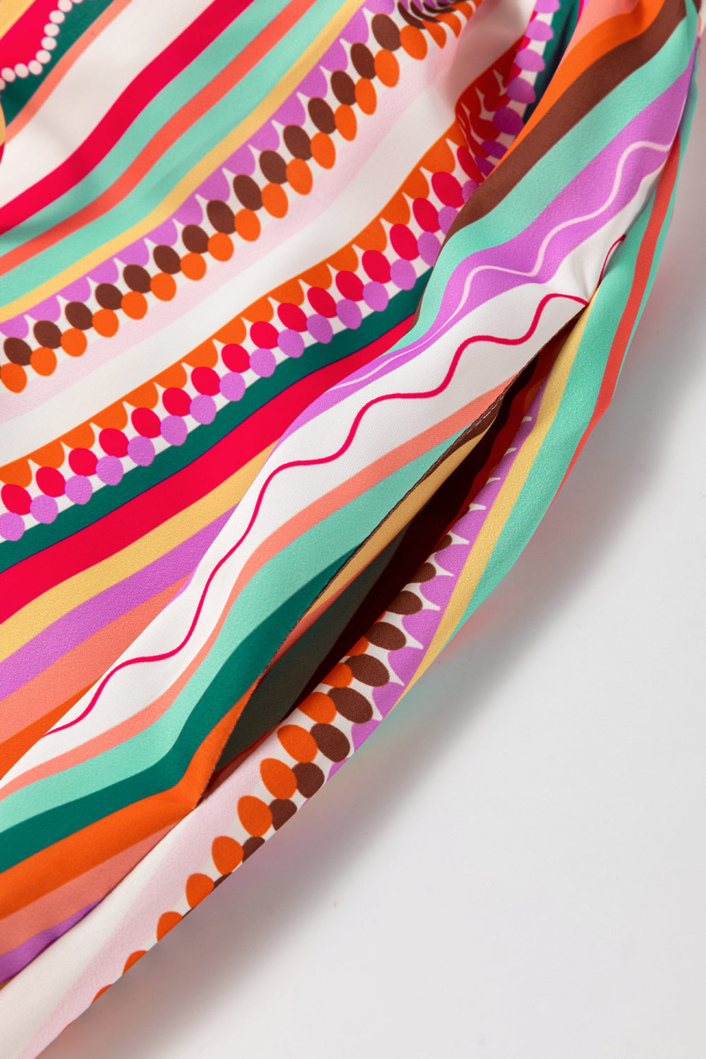 Multicolour Boho Striped Spaghetti Strap Smocked Back Maxi DressMaterial:100%Polyester

• Embrace a vibrant blend of colors in this maxi dress, perfect for daily wear with its relaxed, sleeveless design.
• The shirred back ensu
