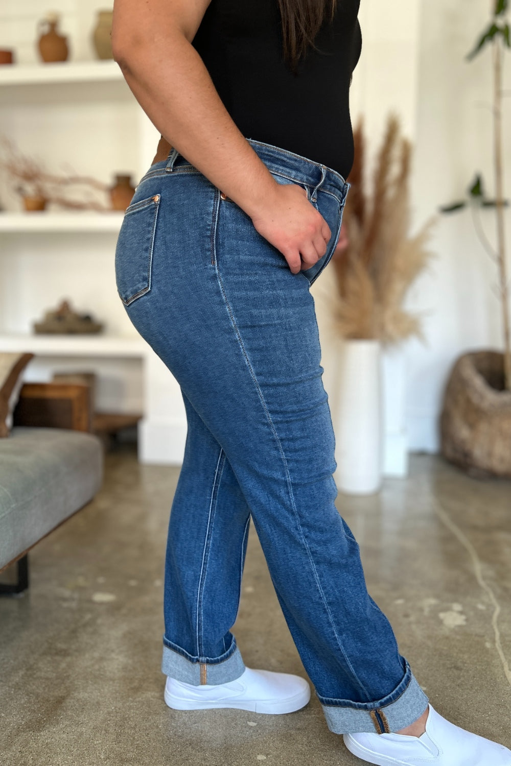 Judy Blue Full Size High Waist Front Seam Detail Straight JeansThe High Waist Front Seam Detail Straight Jeans are a stylish and versatile addition to your denim collection. With a flattering high waist silhouette and front seam