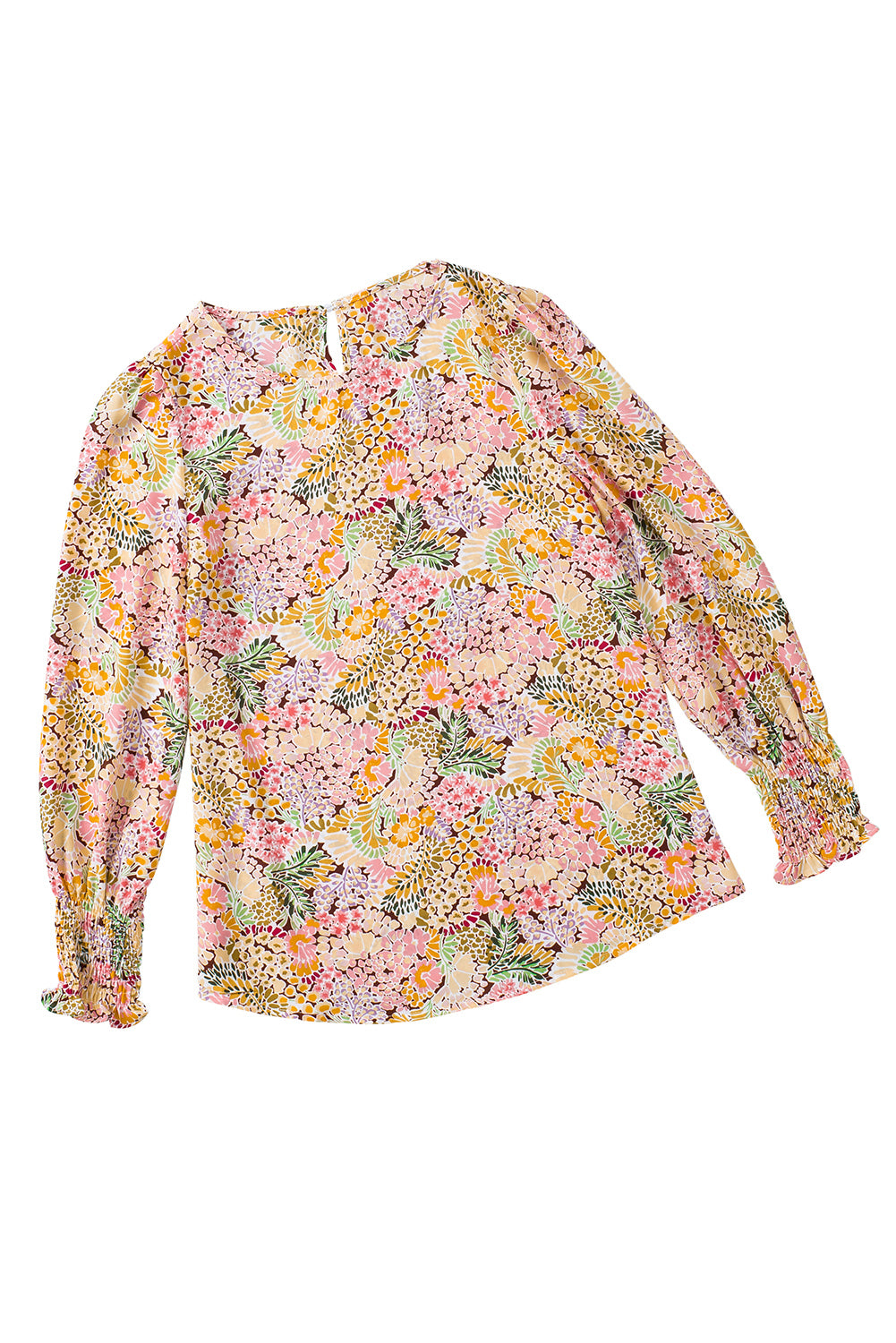 Multicolor Floral Print Smocked Cuffs Long Sleeve BlouseMaterial:100%Polyester


	

			The Floral Print Smocked Cuffs Long Sleeve Blouse is a feminine and elegant addition to any wardrobe. Its delicate floral print and