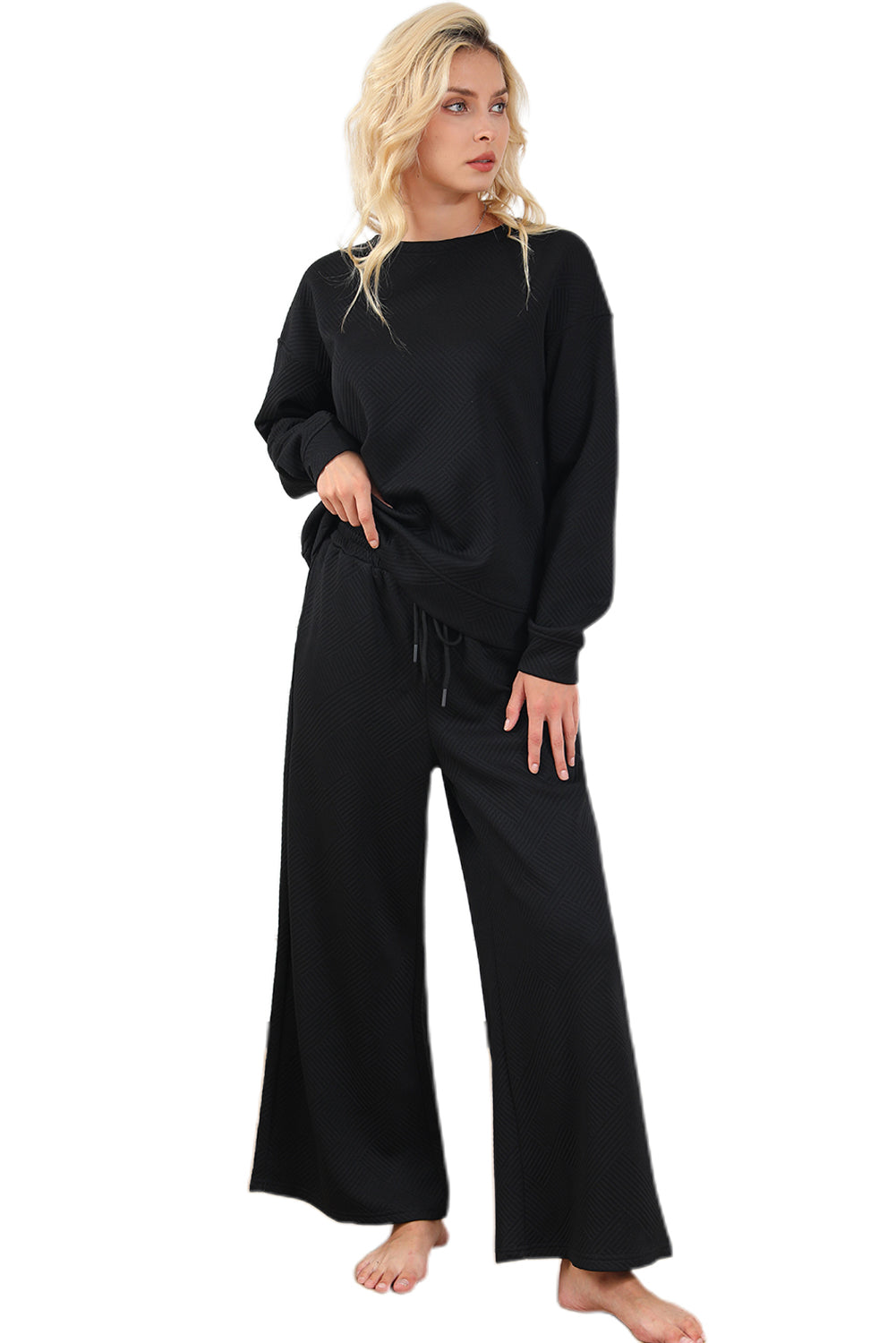 Red Dahlia Textured Loose Slouchy Long Sleeve Top and Pants SetMaterial:95%POLYESTER+5%ELASTANE



		Our Gray Textured Loose Slouchy Long Sleeve Top and Pants Set, a comfortable and stylish ensemble that is perfect for loungin