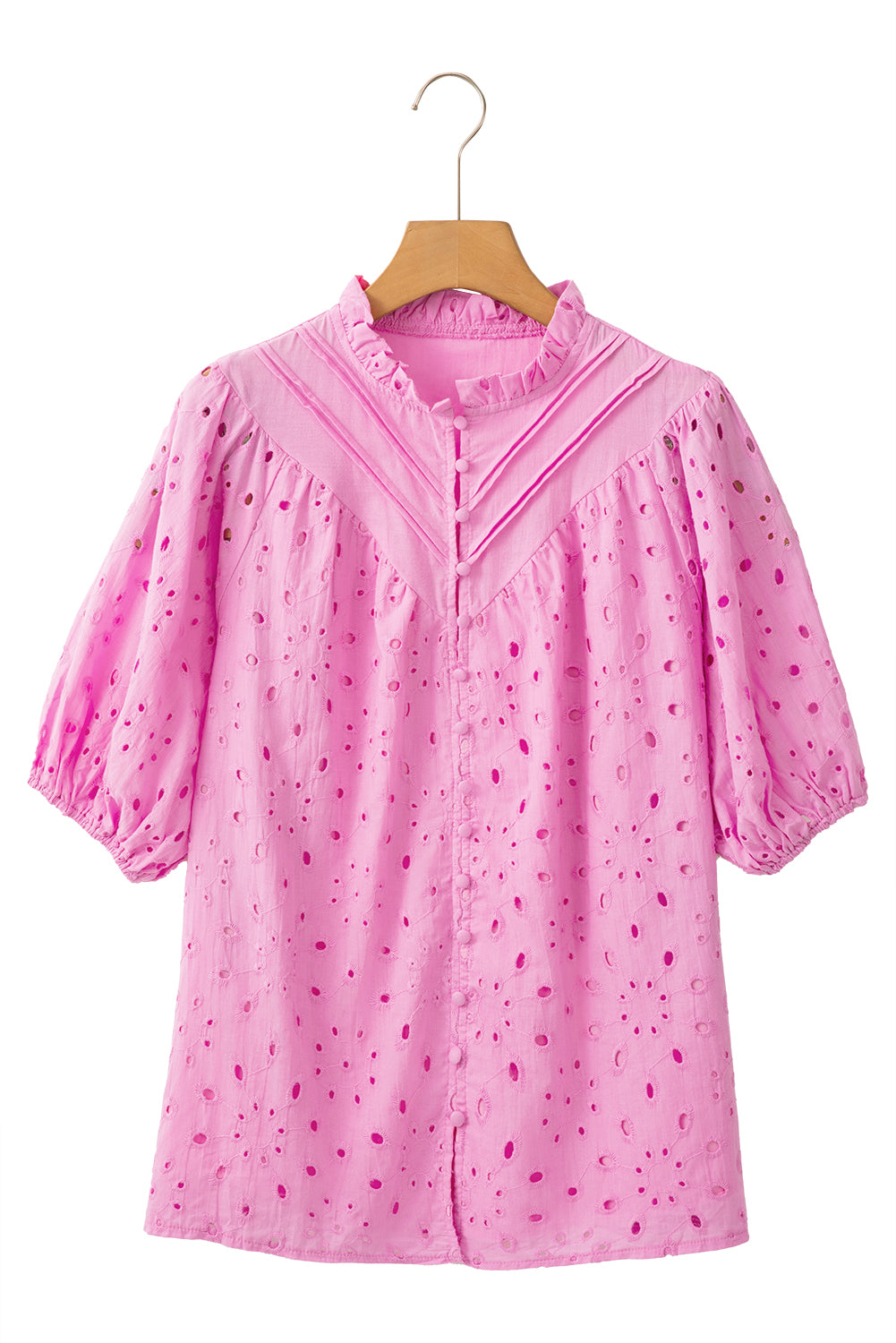 Green Flower Hollow-out Short Puff Sleeve BlouseMaterial:100%Cotton



		With charming floral details and hollow-out accents, this blouse offers a touch of elegance and femininity.
	
	
		Featuring short puff 