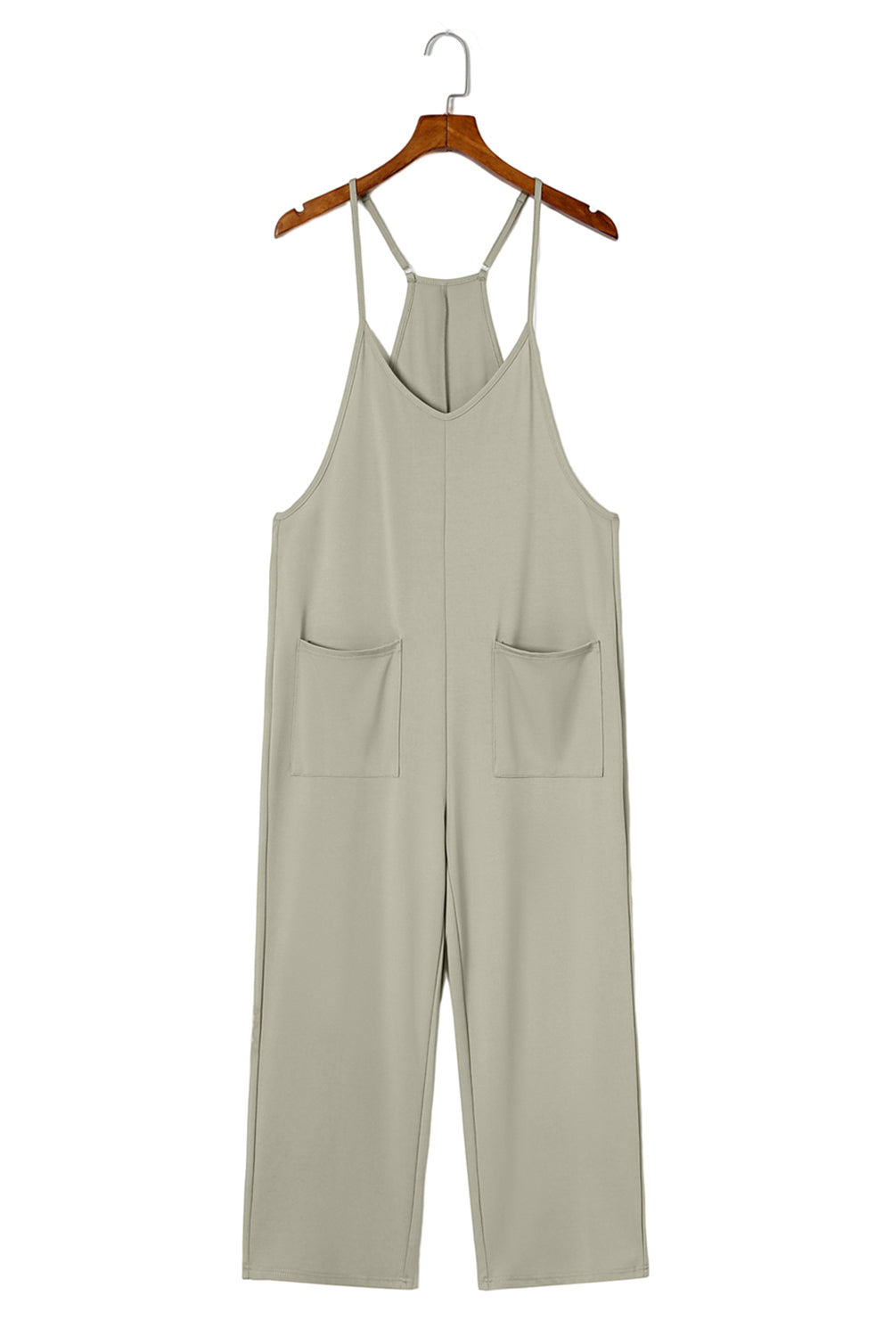 Black Pocketed Adjustable Spaghetti Strap Straight Leg JumpsuitMaterial:95%POLYESTER+5%ELASTANE


	


		Straight leg jumpsuit can perfectly shape
wearers’ leg shapes
	
	
		Adjustable spaghetti strap is perfect to
suit w