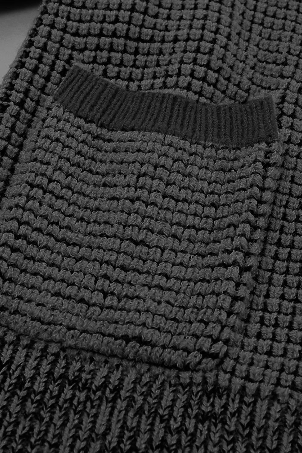 Gray Chunky Knit Pockets Drop Sleeve Cardigan