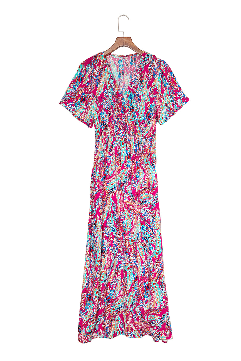 Abstract Botanic Print Wrap V Neck Short Sleeve Maxi DressMaterial:100%Viscose



		•The wrap style makes it a flattering and comfortable option for all body types.
	
	
		•The short sleeves make it ideal for warmer wea
