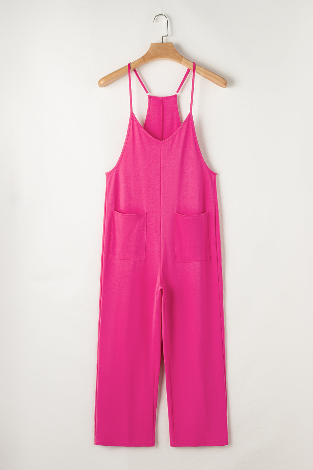 Black Pocketed Adjustable Spaghetti Strap Straight Leg JumpsuitMaterial:95%POLYESTER+5%ELASTANE


	


		Straight leg jumpsuit can perfectly shape
wearers’ leg shapes
	
	
		Adjustable spaghetti strap is perfect to
suit w